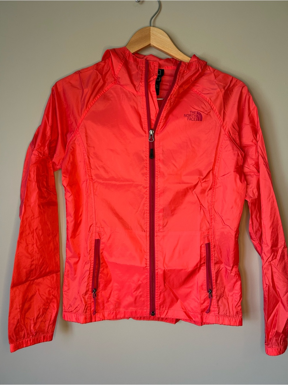 The North Face Women's Bright Red Coral Hooded Windbreaker